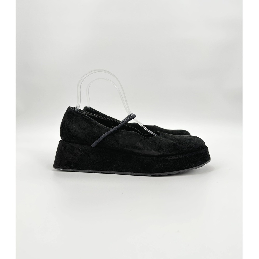 Robert Clergerie Espace Black Suede Platform Mary Jane Shoes Womens 38.5